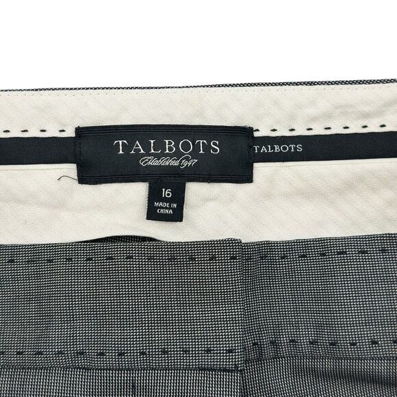 Talbots Gray Black Pin Check High-waisted Wide-leg Pants Corpcore Women Size 16 - Picture 4 of 8